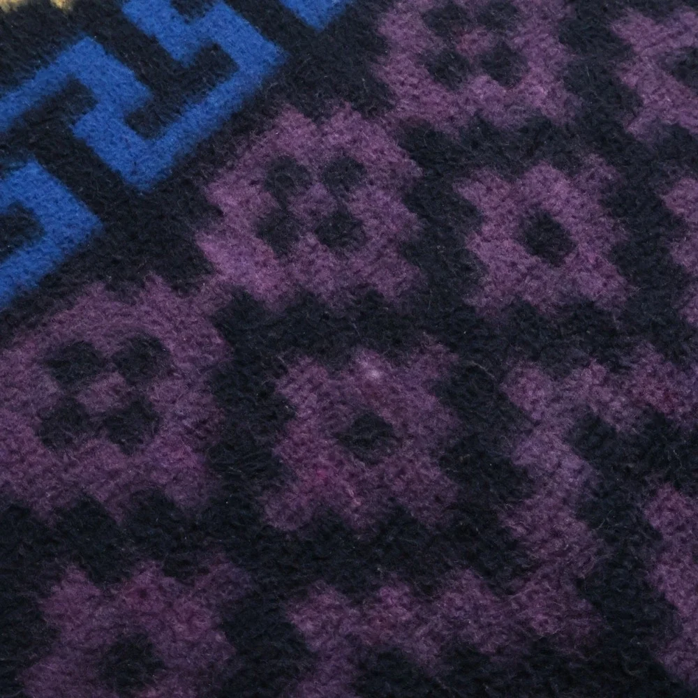 Vel-mex Southwestern Aztec Geometric Fleece Throw Blanket Purple Blue Gold 72x29